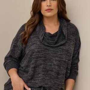 Super Soft Plush Cowl Neck Long Sleeve Tunic Sweatshirt